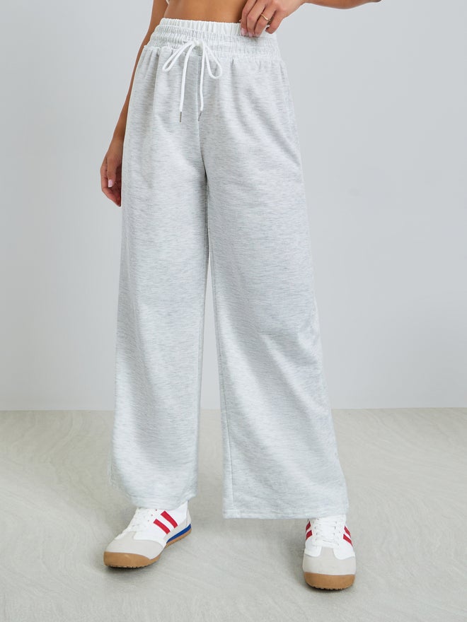 Styli Grey Wide Leg Knit Joggers with Drawcord - Image 2
