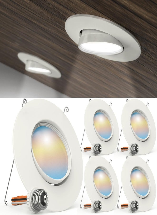 Sunco Lighting Sunco 5/6 Inch LED Can Lights Retrofit Recessed Lighting, Gimbal Downlight Adjustable, 800 LM, 12W=60W, Selectable CCT 2700K/3000K/3500K/4000K/5000K, Dimmable, Damp Rated UL 4 Pack. - Image 1
