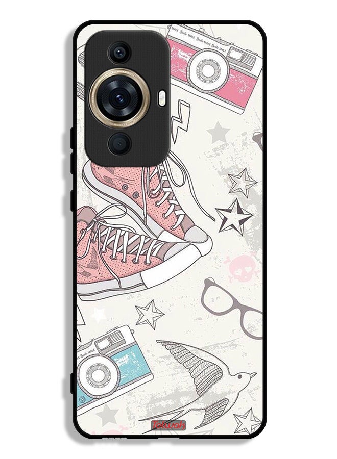 Tolwak Huawei nova 11 Pro Protective Case Cover Canva Shoes And Camera Art - Image 1