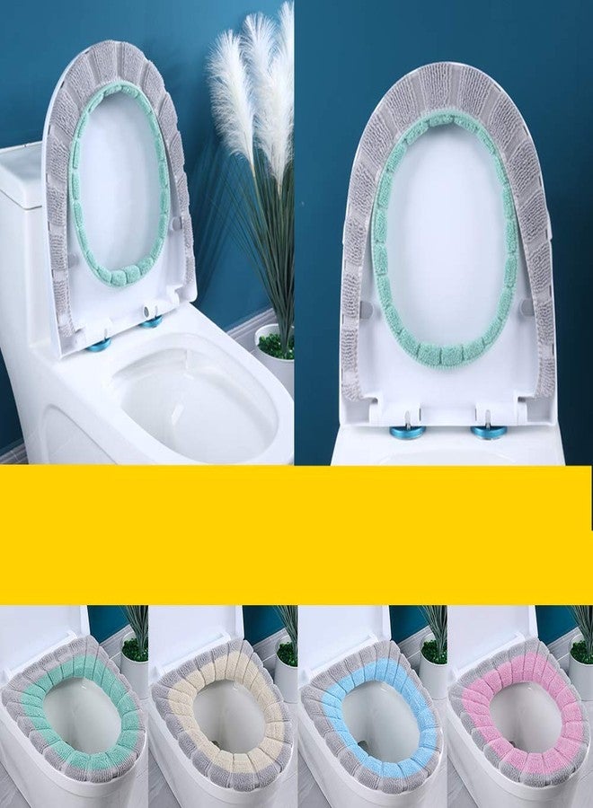 Renashed 4 Pcs Soft Toilet Seat Cover Pad O Type Warmer Stretchable Thicker Washable Cloth Double Color - Image 5