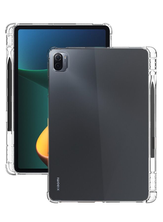 جراب Xiaomi Pad 5/5 Pro مقاس 11 بوصة ، جراب واقٍ ضد الصدمات للكمبيوتر اللوحي ، غطاء سيليكون مضاد للسقوط ، وسادة هوائية ناعمة من مادة TPU مع حامل قلم من أجل Pad 5 Pro / Pad 5 شفاف - Image 1