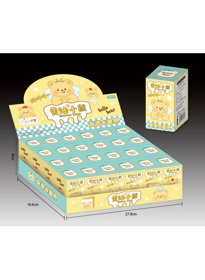 Butter Bear Blind Box Doll Ornaments Cave Happy Surprise Children's Toys Birthday Trendy Play Hand-made Gift-Color:Butter Bear (24 Pieces Per Box, Shot At 24 Times)  - Image 1