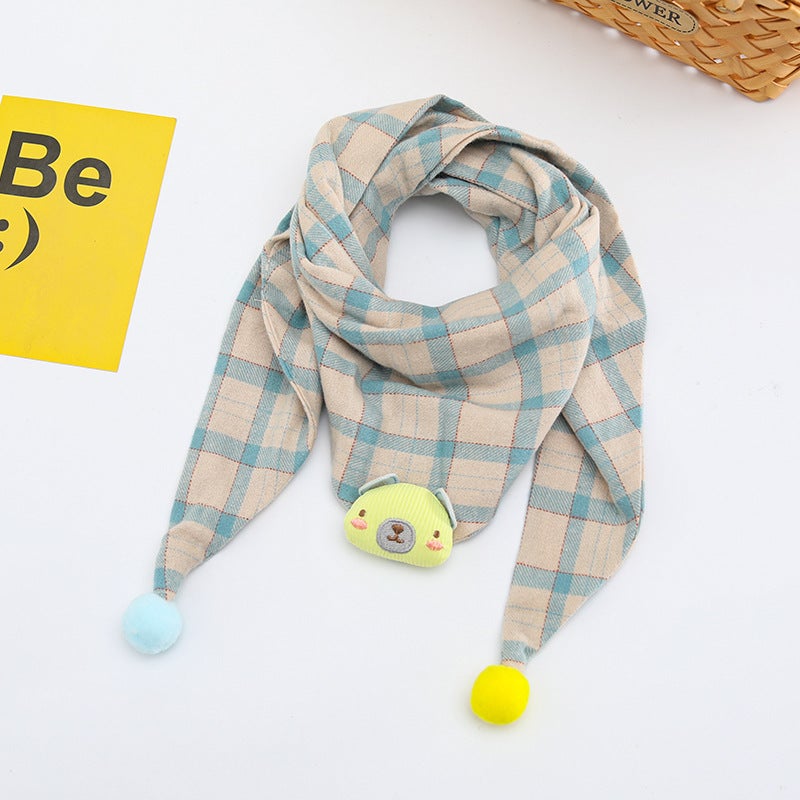 New Autumn and Winter Children''s Scarf Double-Layer Baby Cartoon Triangle Scarf for Boys and Girls Warm Cotton Baby Slippery Towel - Image 1