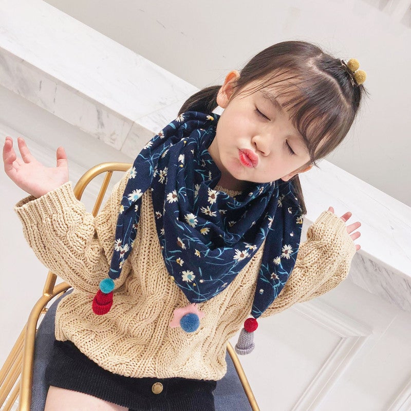 New Autumn and Winter Children''s Scarf Double-Layer Baby Cartoon Triangle Scarf for Boys and Girls Warm Cotton Baby Slippery Towel - Image 2
