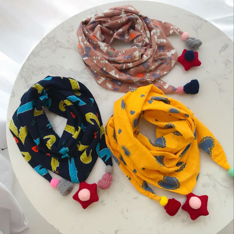 New Autumn and Winter Children''s Scarf Double-Layer Baby Cartoon Triangle Scarf for Boys and Girls Warm Cotton Baby Slippery Towel - Image 5