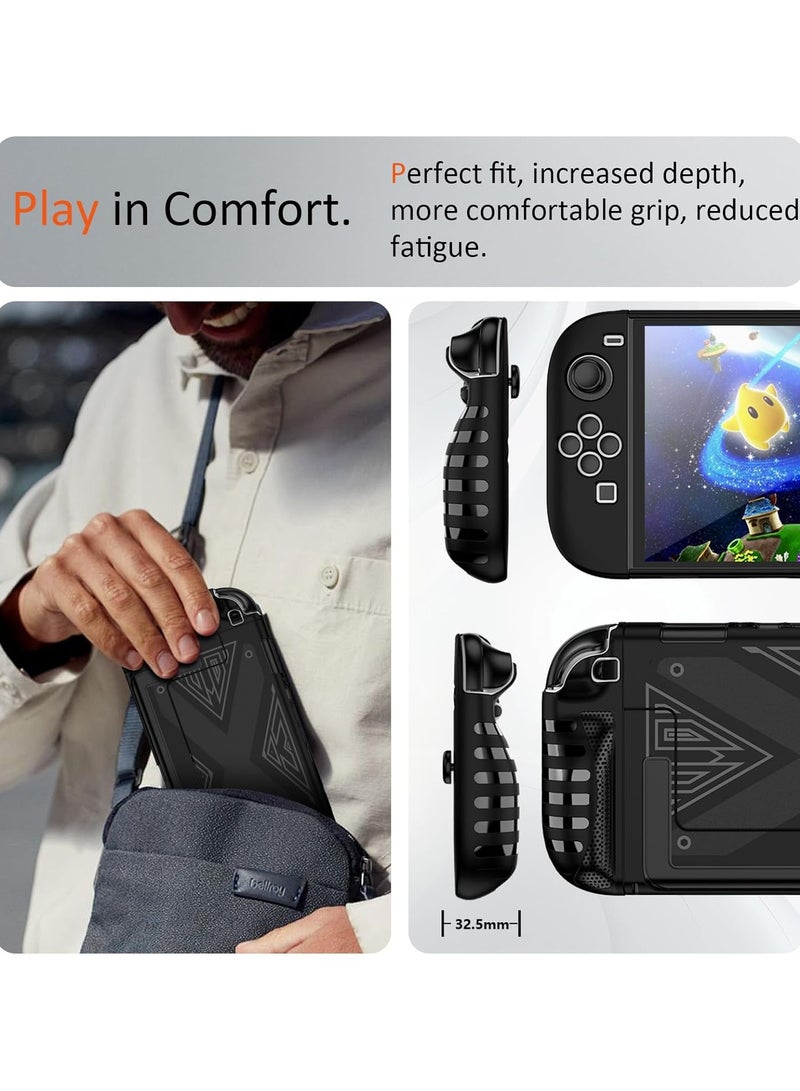Thin protective case for Nintendo Switch 2, includes 1 x protective case + 2 x grip cases, PC + TPU composite material, anti-slip, anti-scratch and shock-absorbing, complete protection - Image 3