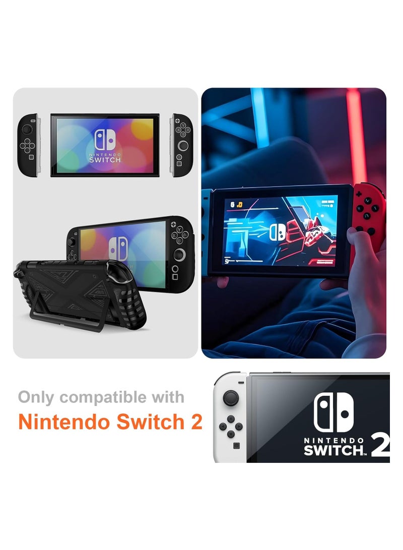 Thin protective case for Nintendo Switch 2, includes 1 x protective case + 2 x grip cases, PC + TPU composite material, anti-slip, anti-scratch and shock-absorbing, complete protection - Image 2