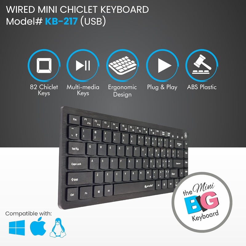 ProDot 5-in-1 Wired Combo Pack | 217 Mini Wired Keyboard + 185 Optical Mouse + 4 in1 Port USB Hub + USB Type-A to Type-C OTG + Anti-Slip Mouse Pad | for Laptop/Desktop - Image 4