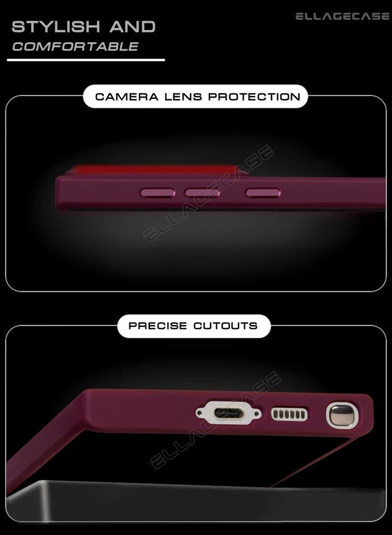 ELLAGECASE حافظة أنيقة باللون العنابي لهاتف سامسونج جالاكسي S23 ألترا، حماية قوية للكاميرا، مضادة للصدمات، حماية معززة، متوافقة مع شحن MagSafe والشحن اللاسلكي - Image 4