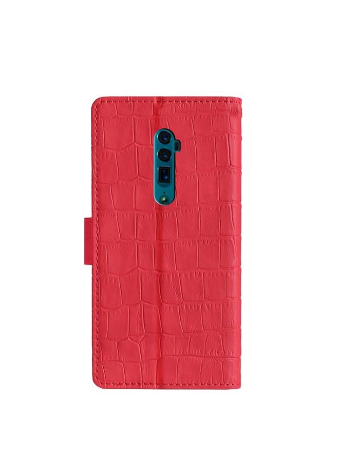 اس-توب جراب لهاتف OPPO Reno 10x Zoom / Reno 5G بملمس جلد التمساح ومشبك مغناطيسي من جلد البولي يوريثان - Image 3