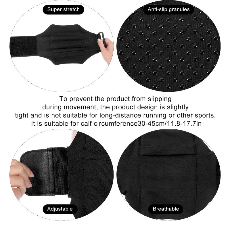 XLIUAX Leg Phone Holder, Cell Phone Leg Straps Ankle Wallet Thigh Holder Wallet Calf Straps Adjustable Arm Pouch Non Slip Sports Armband Storage Bag for Equestrian Jogger Running Workout (Black) - Image 3