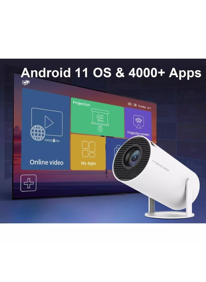 Mini Portable Projector - 4K & 1080P Support, WiFi6 & Bluetooth 5.0, Android 11, Auto Horizontal Correction, 180 Rotatable, Outdoor Movie Compatible with Phone