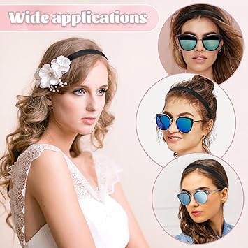 WY LIGHTING LEVEL 2 قطع أربطة رأس للنساء والفتيات رباط رأس أسود ساتان عريض للنساء إكسسوارات شعر مرنة صلبة للأمهات والأخوات وكوسبلاي عطلة هالوين DIY عرض 15 سم - Image 5