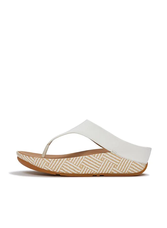 فيت فلوب LULU LUX GRAPHIC-WEAVE LEATHER TOE-POST SANDALS
