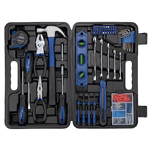 CARTMAN 152Piece Basic Household Hand Tool Setwith Toolbox Storage Case All Purpose Home Tool Kit Includes Essential Tools for Office College Repairs Blue - Image 1