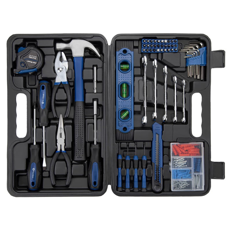 CARTMAN 152Piece Basic Household Hand Tool Setwith Toolbox Storage Case All Purpose Home Tool Kit Includes Essential Tools for Office College Repairs Blue - Image 2