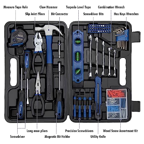 CARTMAN 152Piece Basic Household Hand Tool Setwith Toolbox Storage Case All Purpose Home Tool Kit Includes Essential Tools for Office College Repairs Blue - Image 3