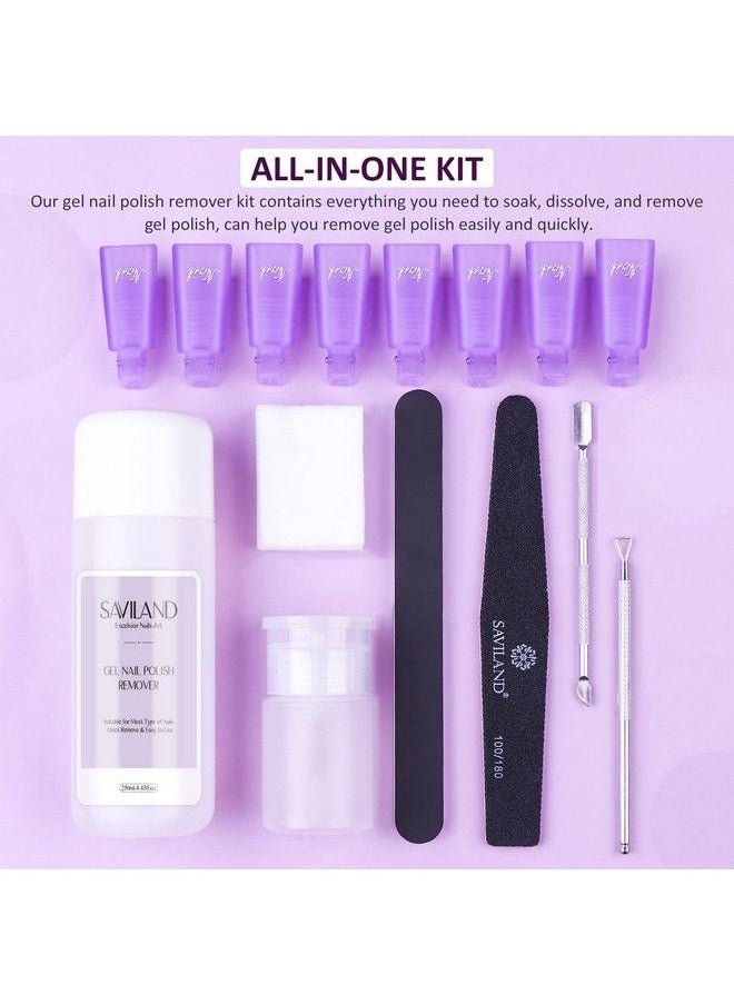 Saviland 250Ml Gel Nail Polish Remover Kit Nail Polish Remover With Nail Clips Nail Toolscuticle Pusher 500Pcs Cotton Pad Nail Remover Manicure Kit For Salon Home Diy  - Image 3