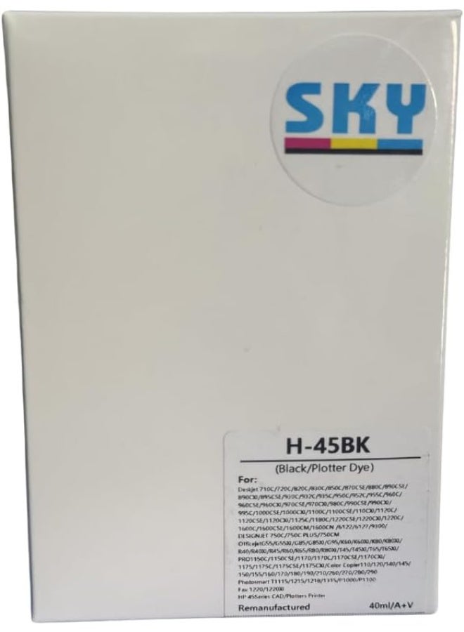 SKY 45 Black Ink Cartridge Replacement for HP 45 51645A - Image 2