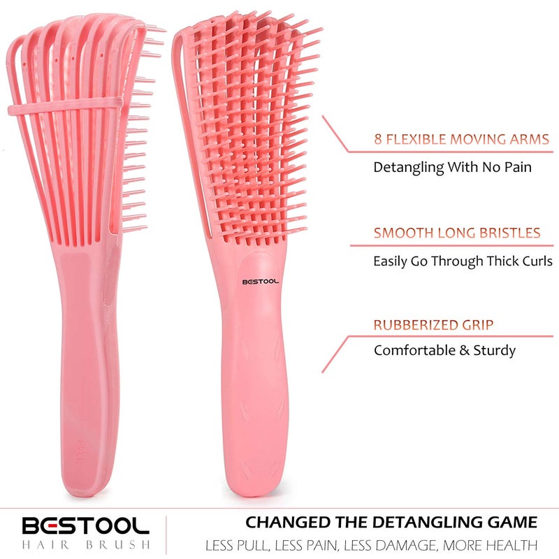 BESTOOL Hair Brush, Detangling Brush for Natural Black and Curly Hair (Pink, Afro 3/4abc), Ideal for Wet or Dry Hair - Image 3