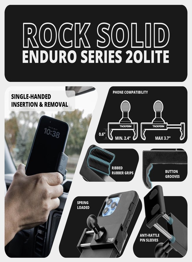 Tackform Link Phone Mount with Top Dash Clip - Compatible with 2021-2025 Ford Bronco | CNC Billet Aluminum | Zero Slip, Anti-Scratch | Universal Holder Compatible with iPhone, Galaxy, More | Black - Image 3