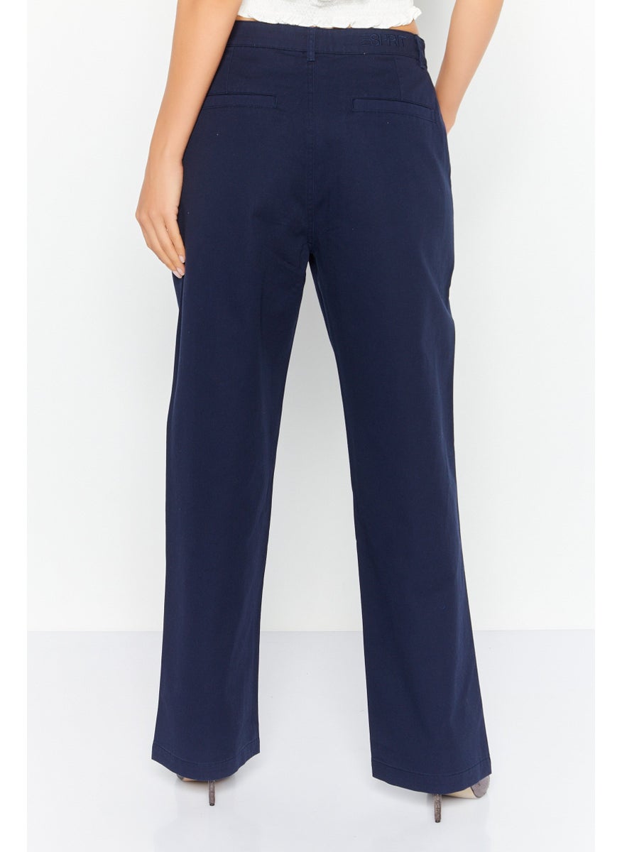 Esprit x Rest and Recreation Women Regular Fit Plain Chino Pants, Navy  - Image 4