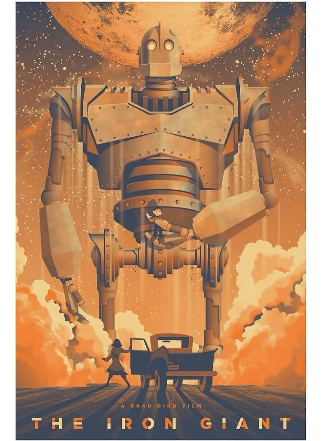 Ukeclvd The Iron Giant Movie Poster Robots and little boys Family Decorative Painting Wall Art Canvas Posters Gifts 12x18 inch No Frame - Image 1