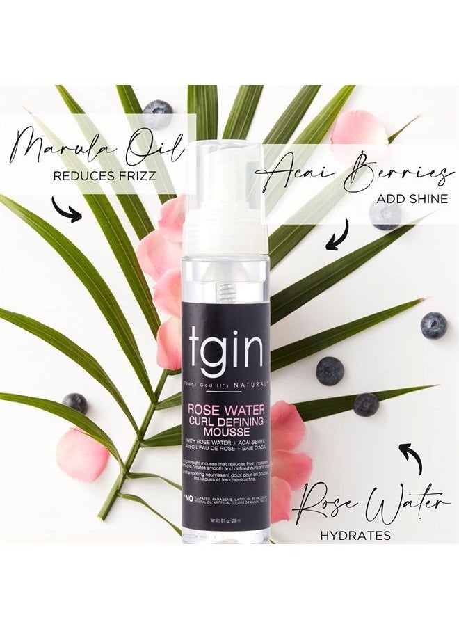 Thank God It's Natural - tgin Rose Water Defining Mousse for Natural hair - Curls - Waves - Low Porosity Hair - Fine hair 8oz - Image 1