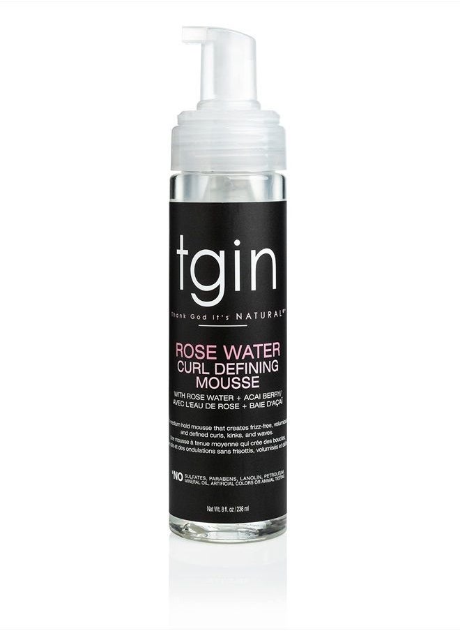 Thank God It's Natural - tgin Rose Water Defining Mousse for Natural hair - Curls - Waves - Low Porosity Hair - Fine hair 8oz - Image 1