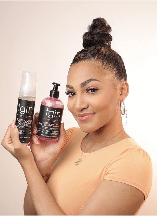 Thank God It's Natural - tgin Rose Water Defining Mousse for Natural hair - Curls - Waves - Low Porosity Hair - Fine hair 8oz - Image 1