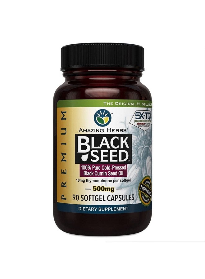 Amazing herbs Amazing Herbs Premium Black Seed Oil Capsules - Cold Pressed Nigella Sativa Aids in Digestive Health, Immune Support, Brain Function, Gluten Free, Non GMO - 90 Count, 500mg  - Image 1