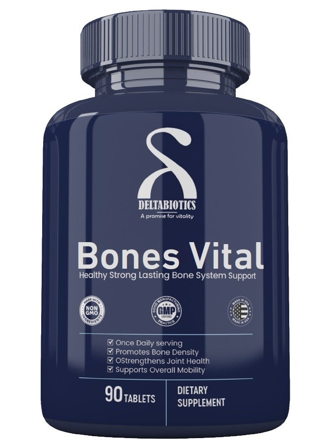 Deltabiotics Bones Vital – Healthy Strong Lasting Bone System Support 90 Tablet Calcium & More  - Image 1