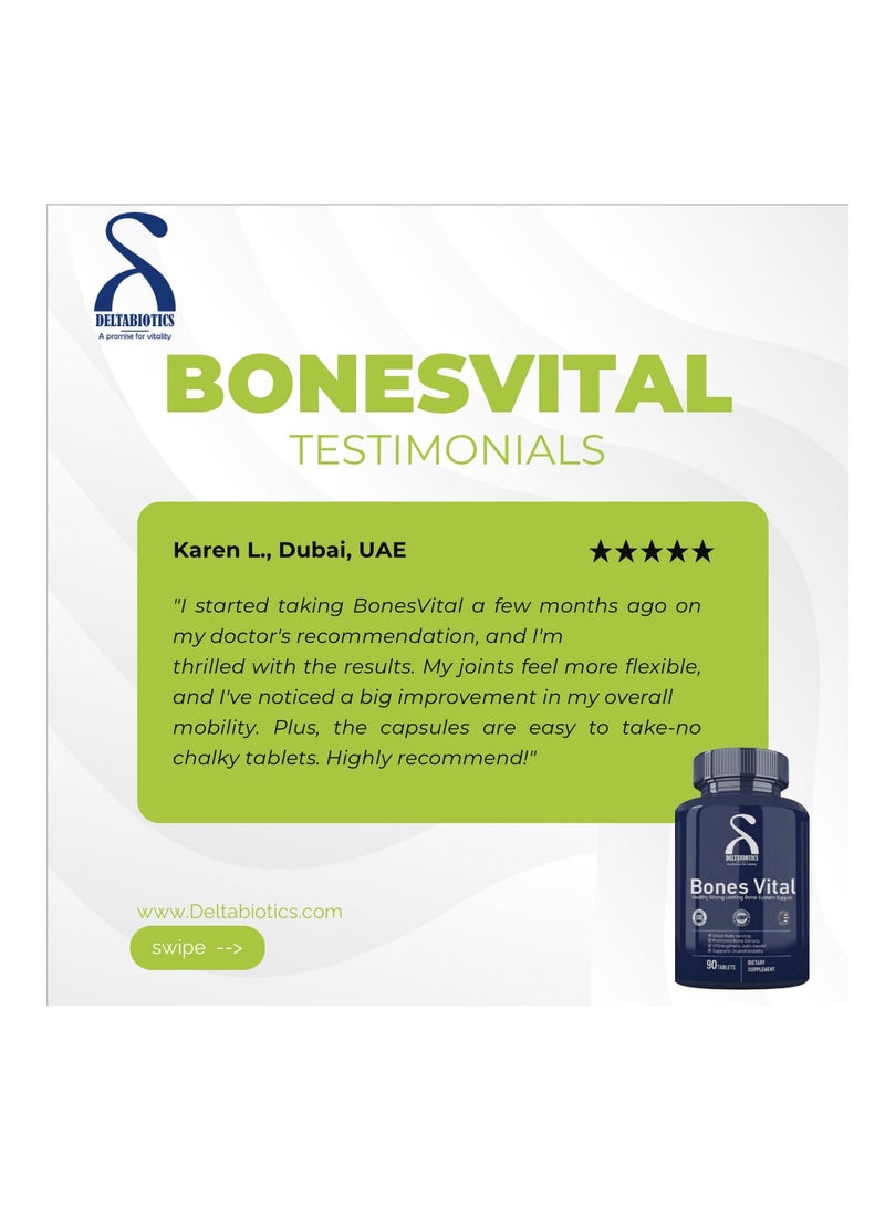 Deltabiotics Bones Vital – Healthy Strong Lasting Bone System Support 90 Tablet Calcium & More  - Image 5