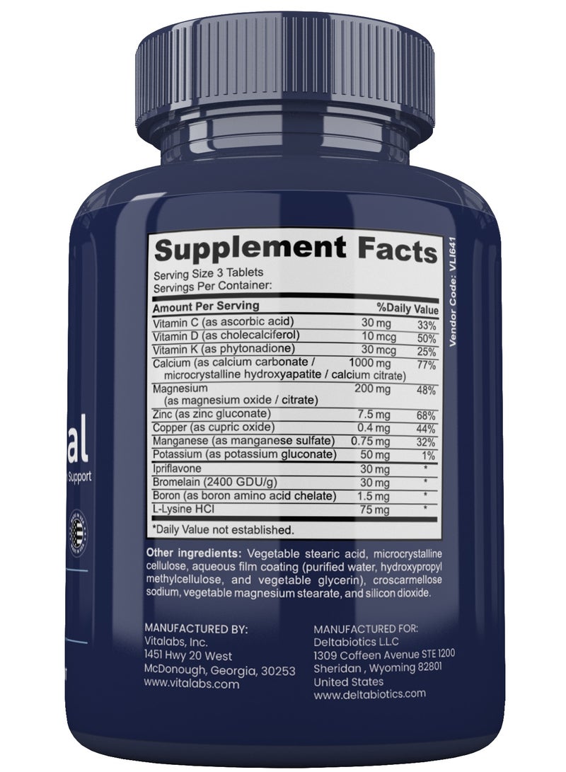 Deltabiotics Bones Vital – Healthy Strong Lasting Bone System Support 90 Tablet Calcium & More  - Image 2