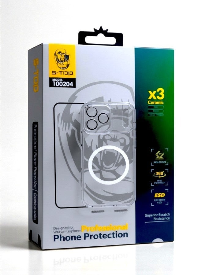 S-TOP Full protection package for iPhone 17 Pro Max, with a privacy screen protector and a case that supports wireless charging (MagSafe). Complete protection for your device against scratches and drops (8in1). The new and original package from S-TOP. - Image 1