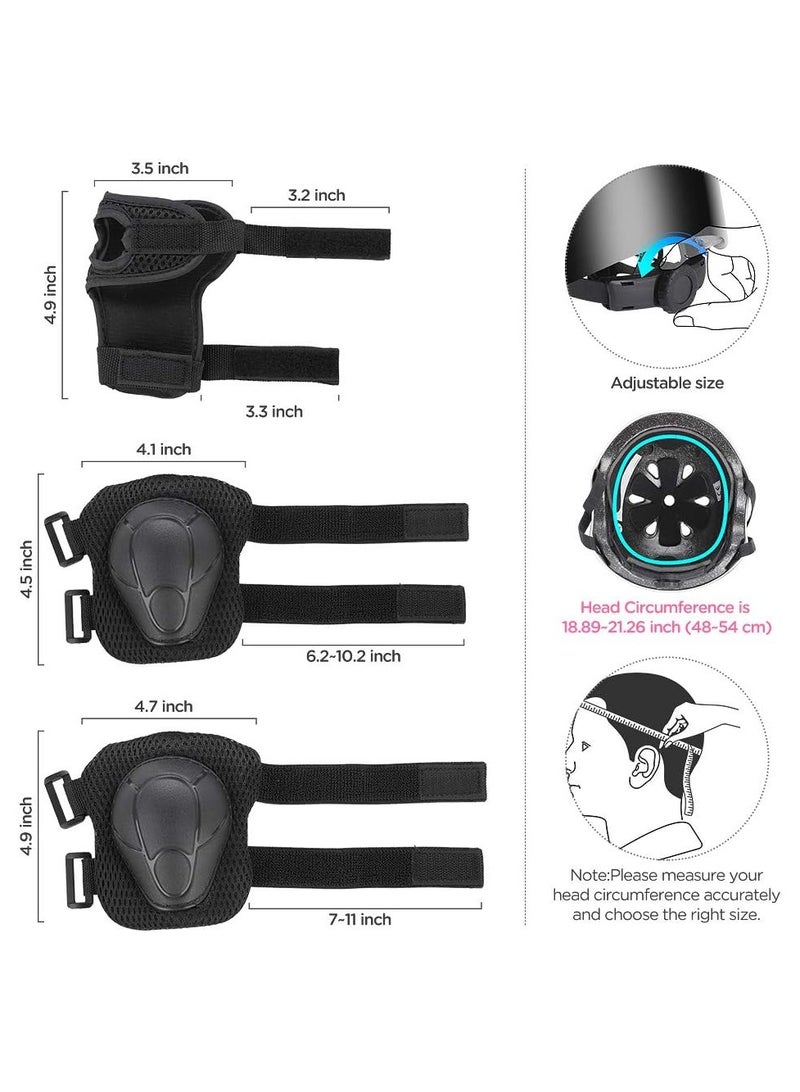VUCATIN Kids Bike Helmet Set Skateboard Knee Pads Kids Helmet Elbow Pads Wrist Guards Adjustable for 2~8yrs Girl Boy Kids Protective Gear Set for Sport Cycling Bike Roller Skating Scooter (Black) - Image 4