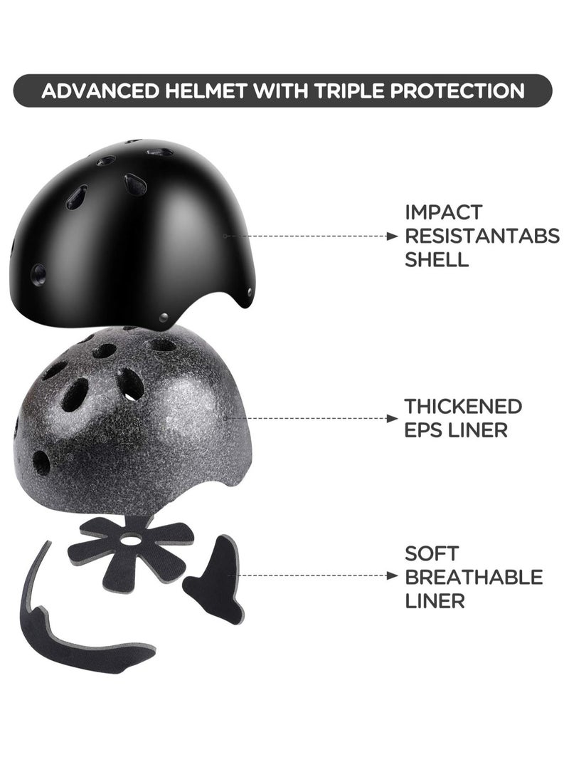 VUCATIN Kids Bike Helmet Set Skateboard Knee Pads Kids Helmet Elbow Pads Wrist Guards Adjustable for 2~8yrs Girl Boy Kids Protective Gear Set for Sport Cycling Bike Roller Skating Scooter (Black) - Image 2