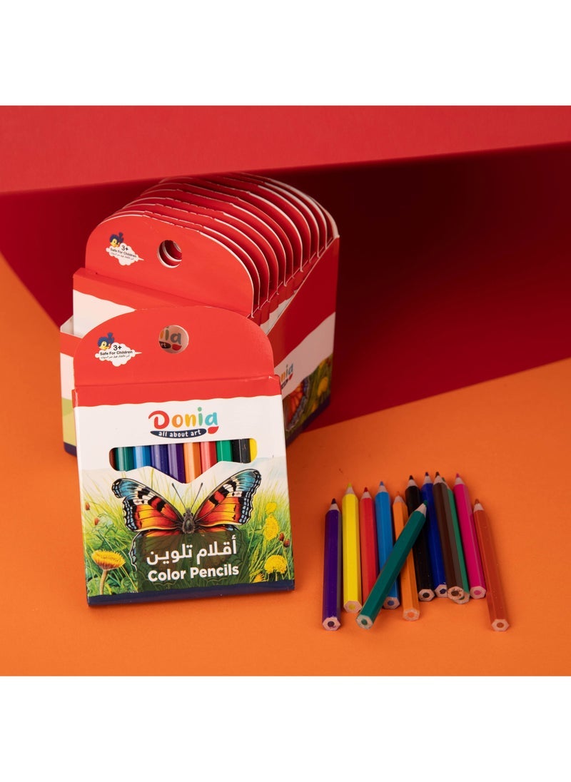 Donia 144 Pcs Wooden Colored Pencils, 12 Assorted Colors for Kids 3+, Safe for Drawing & Sketching, 12-Box Pack - Image 5