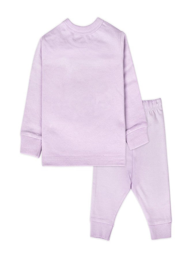 ARIEL Cotton Fleece Clothing Pajama Set For Boys & Girls - Unisex Winter Clothing Sets Full Sleeve T-Shirt & Pant, Purple - Image 2