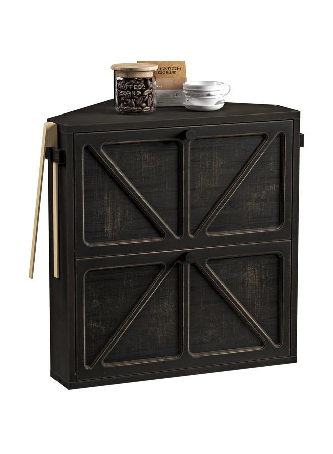 WOWLIVE Vintage Corner Bread Box for Kitchen Counter, Double-Layer Bamboo Bread Storage Bin, Large Capacity Rustic Farmhouse Bread Holder, Breadbox Organizer for Cabinet (Black, Extra Large) - Image 1
