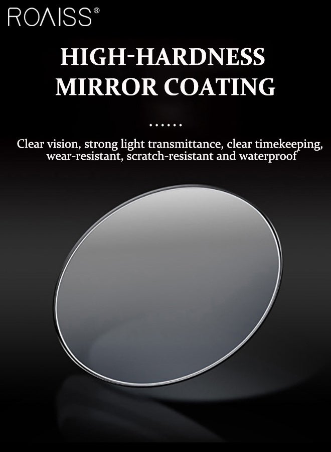 roaiss 2 Pcs Light Luxurious Quartz Couple Watch, Analog Display Round Blue Dial with Calendar Window, Waterproof Luminous Classic Fashion Wristwatch, as Gift for Men and Women - Image 5