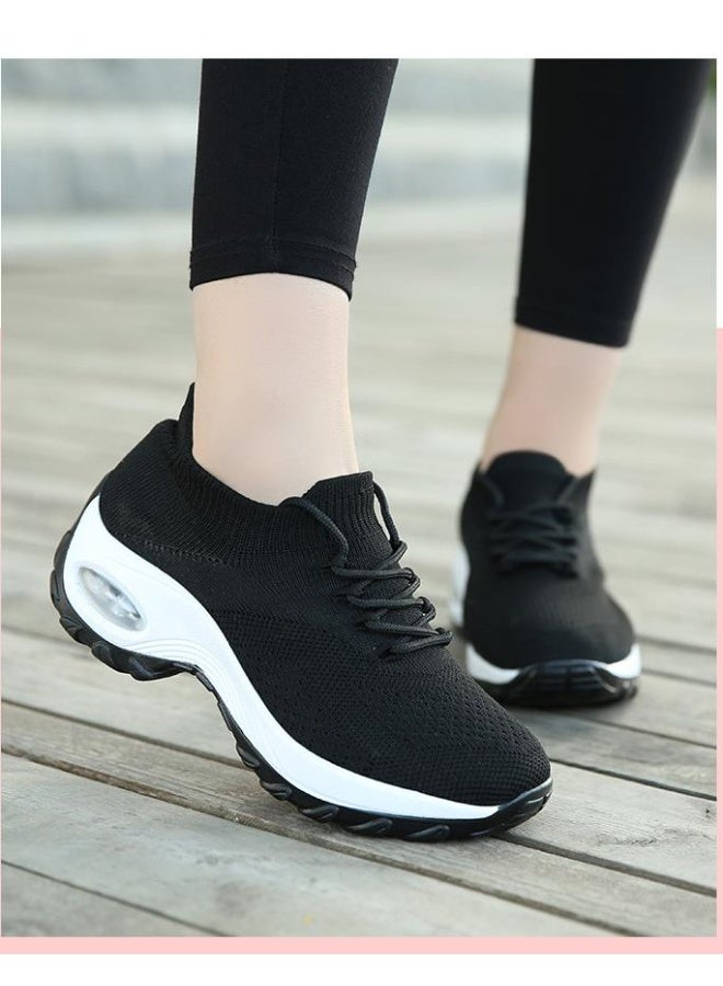 NIBEMINENT Women Walking Trainers Fashion Fly Weaving Sock Sneakers Breathe Comfort Nursing Shoes Casual Platform Loafers Non-Slip  - Image 2