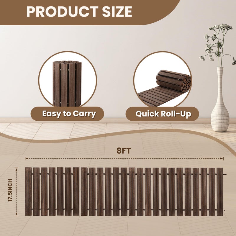 pbugac 8FT Wooden Garden Pathway, Roll Out Walkway for Patio, Backyard and Outdoor Decor, Weatherproof, Non Slip and Easy to Install, Perfect for Beach, Wedding or Lawn (Brown) - Image 4