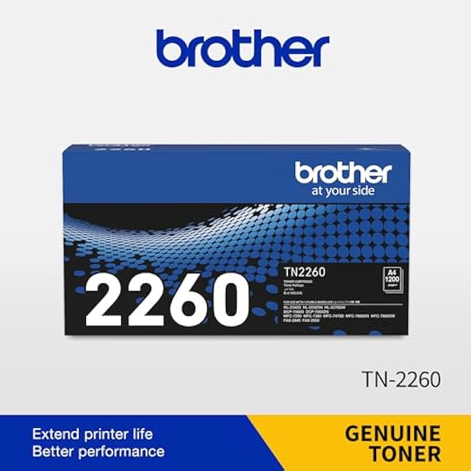 خراطيش حبر طابعة TN-2260 الأصلية ذات العائد القياسي باللون الأسود - Image 2