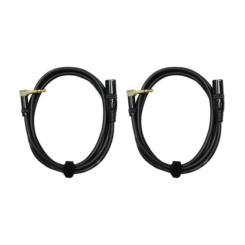 AUDIO 2000'S Audio 2000s E14106P2 1/4" TRS Right Angle to XLR Male 6 Ft Audio Cable (2 Pack) - Image 1