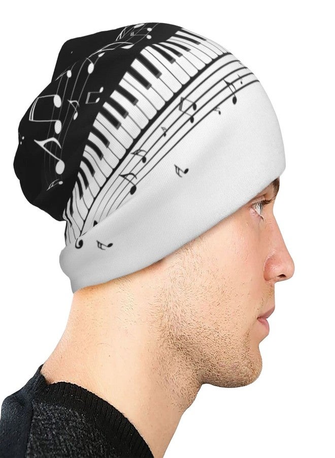 MOLIAN Black and White Piano Music Notes Beanies Thin Bonnet Cap Casual Skull Cap for Jogging Cycling - Image 4