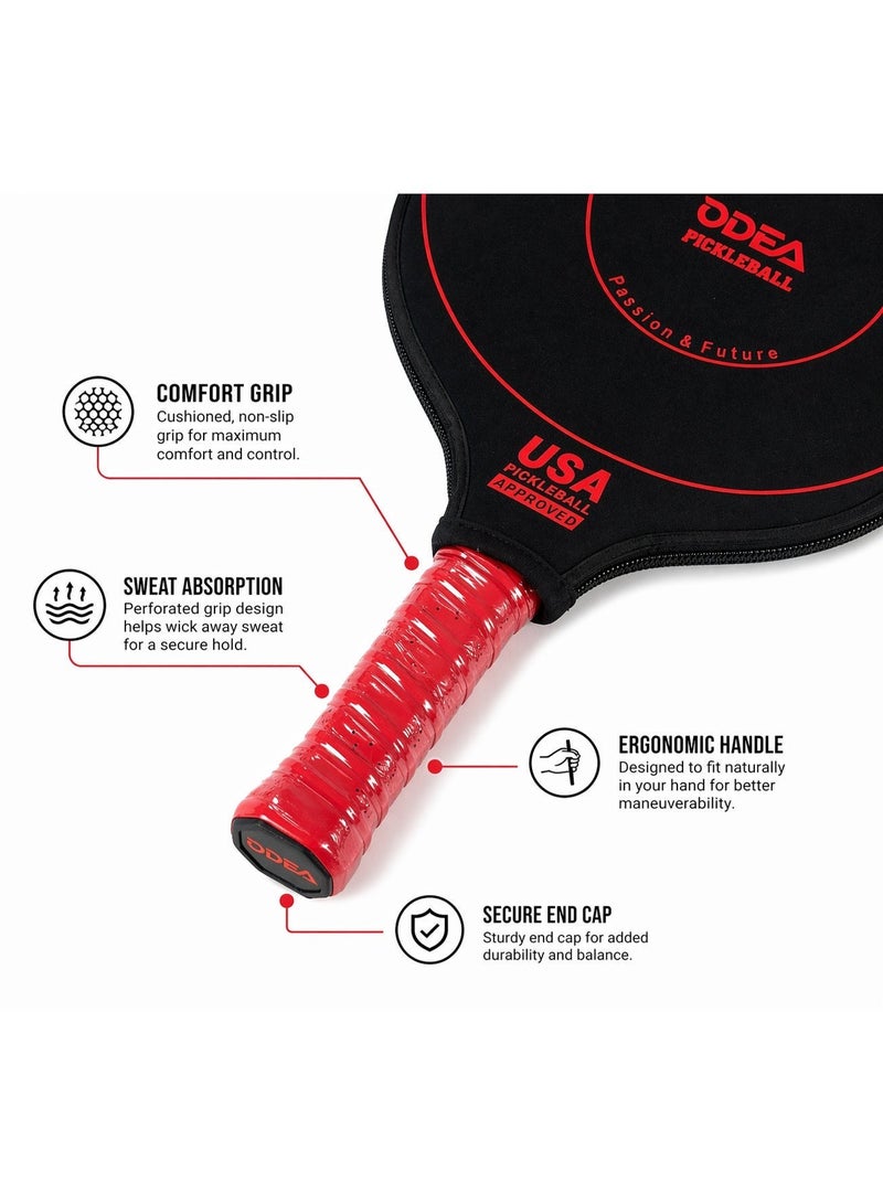 ODEA07 Elite Pickleball Paddle – USA Approved, Lightweight Graphite/Fiberglass Racket with Cover - Image 3