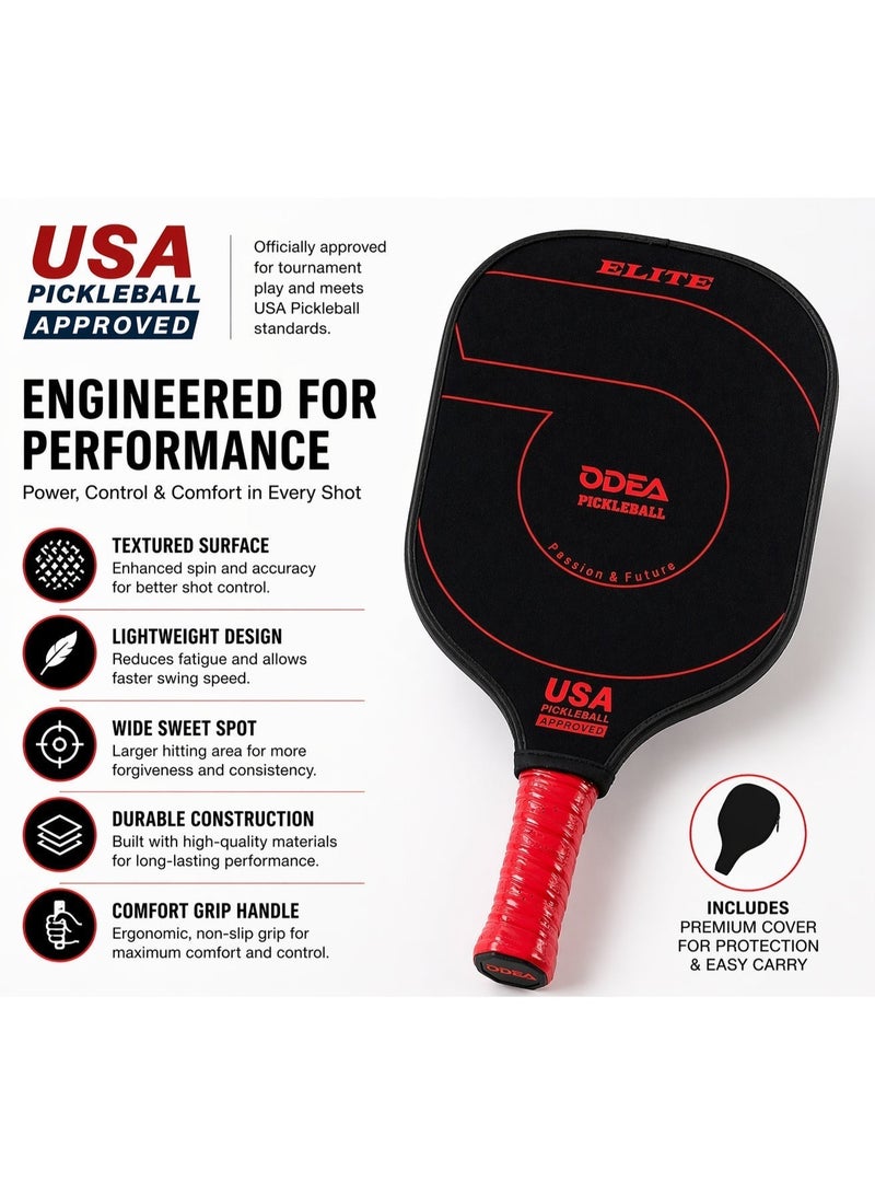 ODEA07 Elite Pickleball Paddle – USA Approved, Lightweight Graphite/Fiberglass Racket with Cover - Image 4