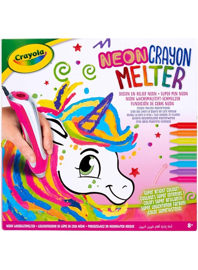 Crayola Neon Crayon Melter Unicorn Style Melting Art Gift For Kids Arts And Crafts For Girls And Boys Best Tween Craft Kit Ages 8 Plus - Image 1