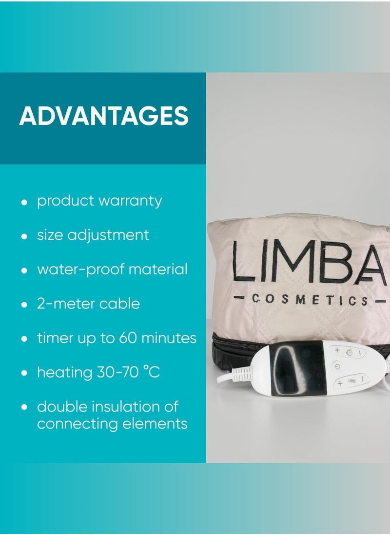 Limba Cosmetics Hair Steamer Head Spa Cap for Salon and Home Hair Care - Fast Heating, Adjustable Temperature and Enhanced Results, 2nd gen., Beige Color  - Image 4